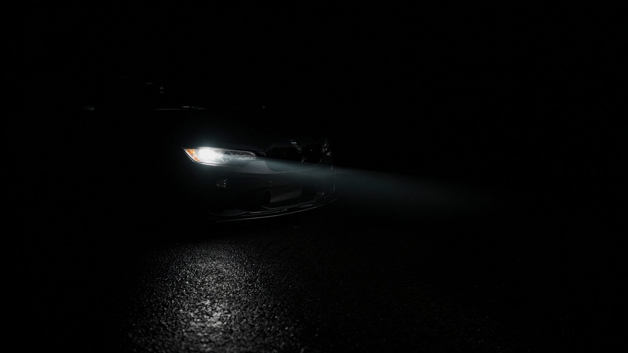 Restored headlight cutting through the dark